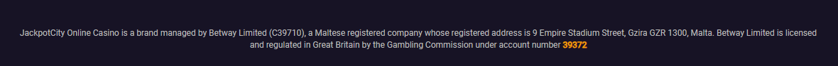 Jackpot City operator and international licensing information