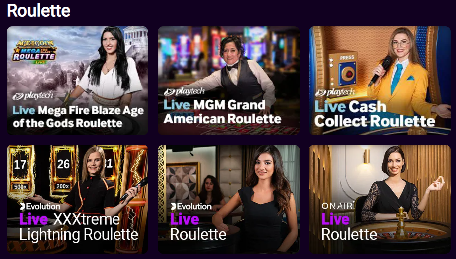 Live Roulette tables at Jackpot City powered by Evolution