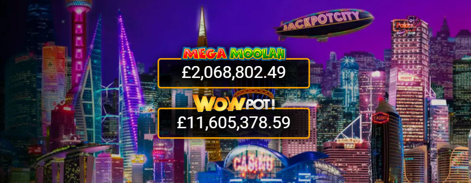 Mega Moolah and WowPot progressive jackpots at Jackpot City